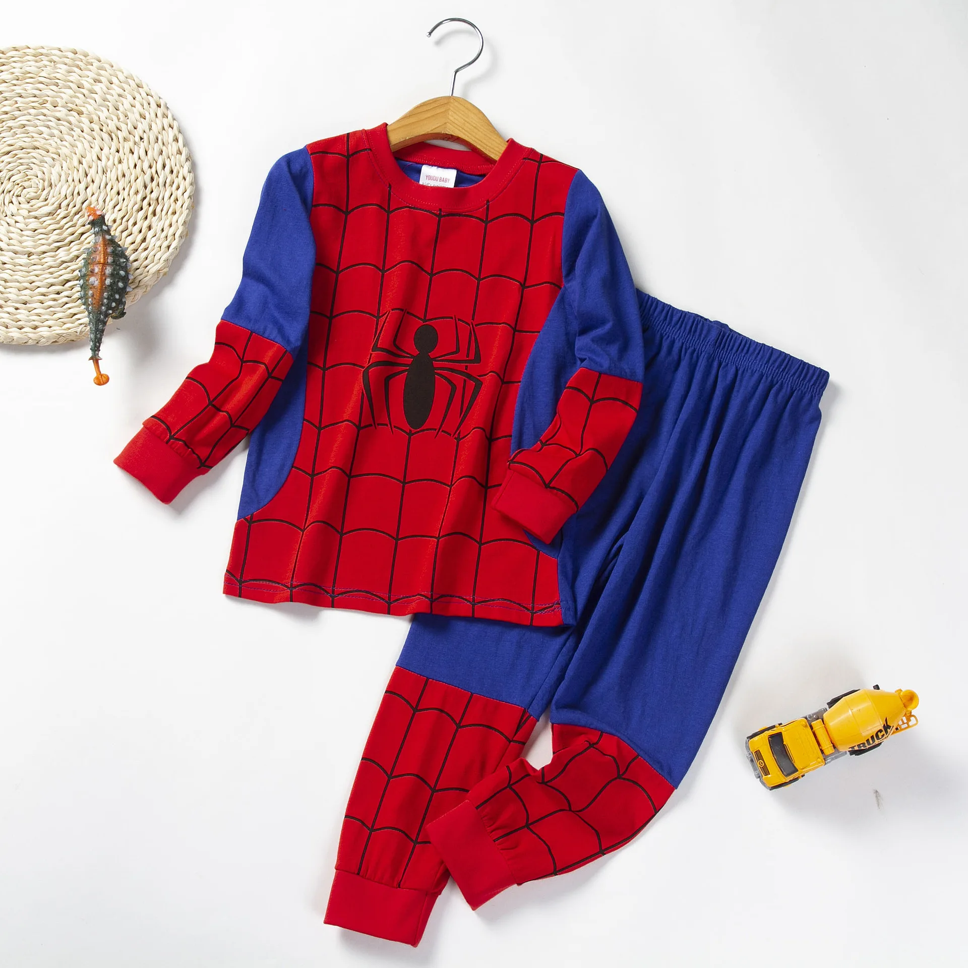 Pigiama a maniche lunghe in cotone per neonato Set Kid Girls Spider Man Pullover Top e pantaloni Bottom 2 pezzi Suit bambini Home Wear Clothes