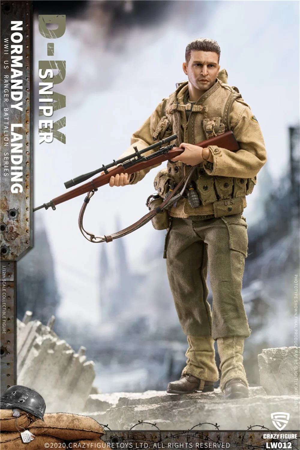 Crazy Figure 1/12 LW012 WWII U.S. Rangers On D-Day Sniper Full Set Moveable Action Figure For Fans Collection