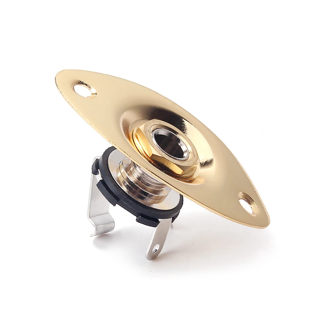 

Golden Socket 1/4 Inch Electric Guitar Jack Replacement Output Plate Durable Iron Copper Easy Install Standard Oval