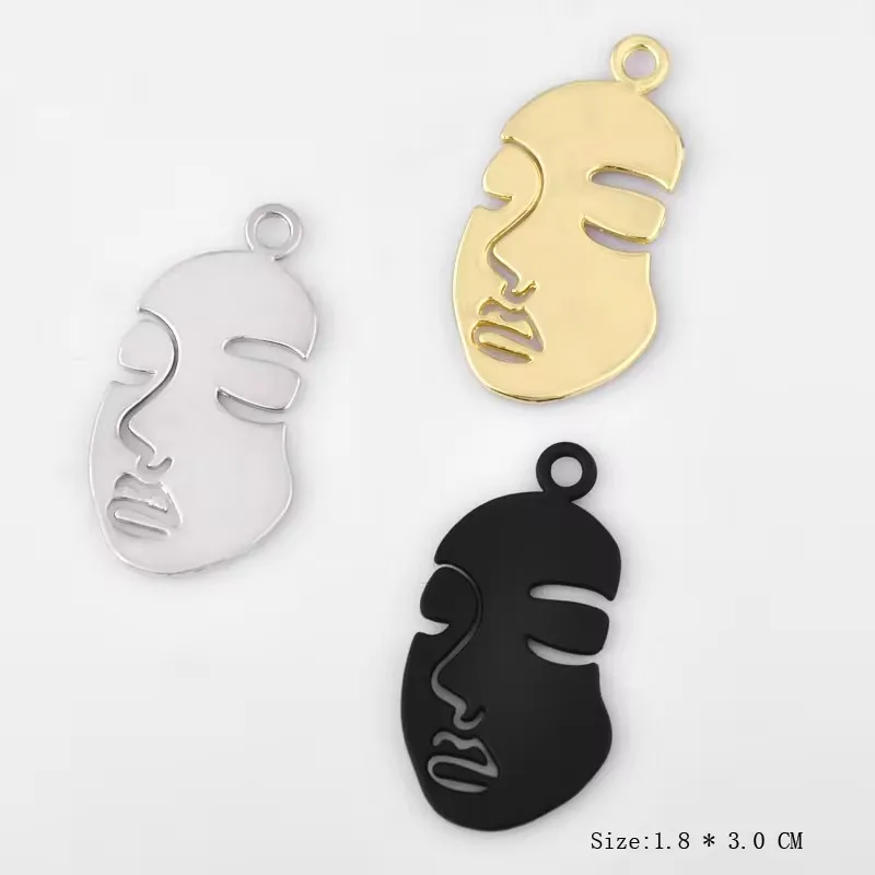 10pcs 30x18mm Fashion Gold Abstractive Human Sexy Women Face Shape Charms Simple Metal Pendants Girl Dangle Jewelry Making Diy