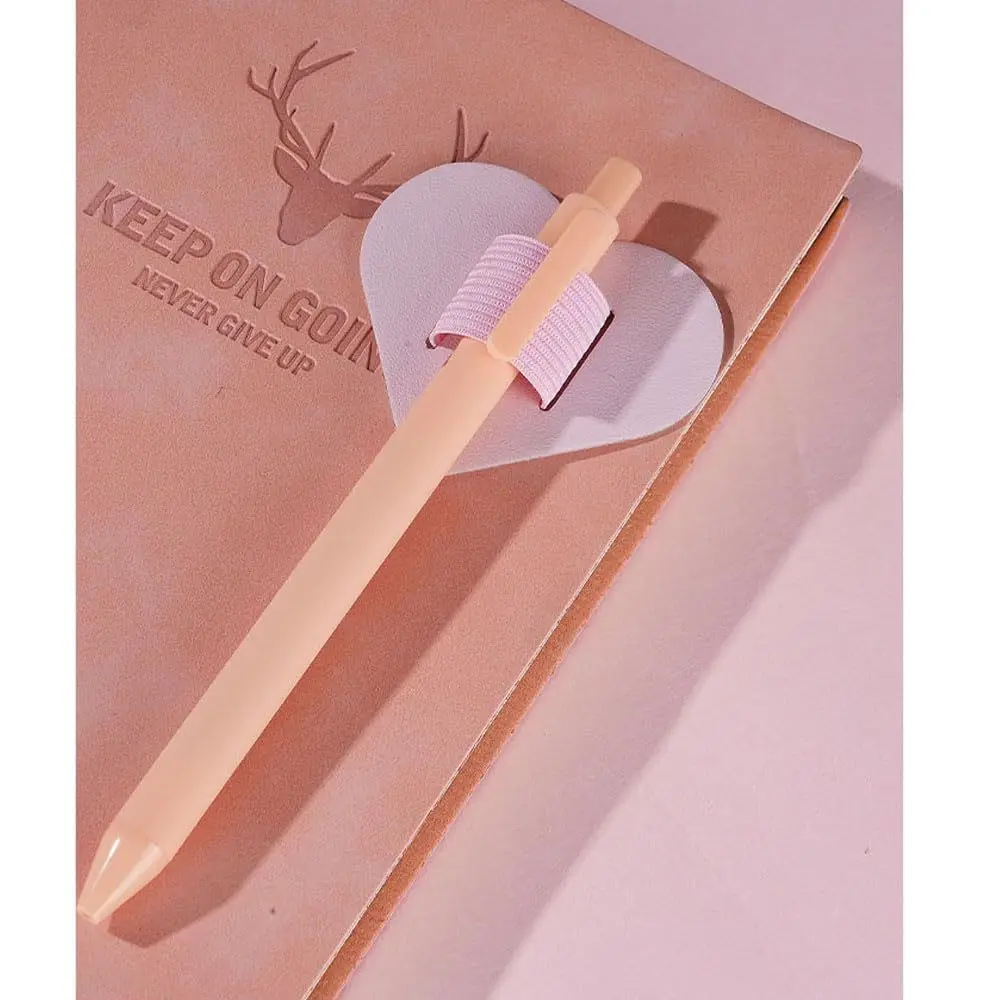 Notebook Self-adhesive Pen Holder Heart-Shaped Macaron Color for Notebook Tablet Computer Shell Elastic Ring Office Supplies