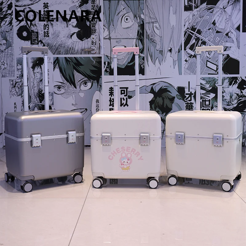 COLENARA Women's Suitcase Large-capacity Boarding Box 20-inch Aluminum Frame Trolley Case Students Password Box Cabin Luggage