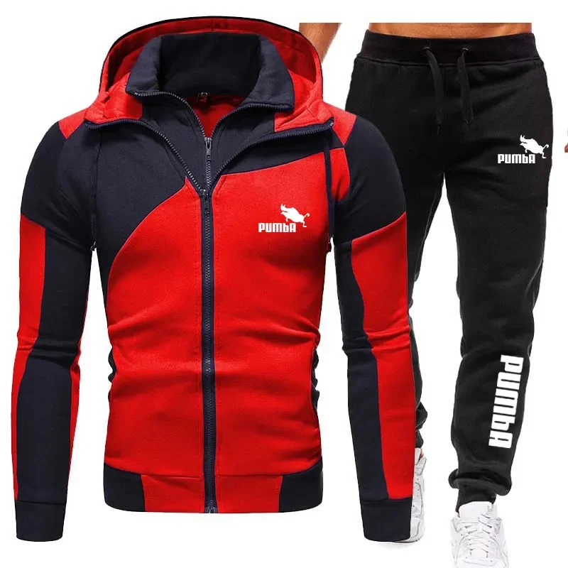 2023 New Arrival Mens Zipper Tracksuit Hoodies and Black Sweatpants High Quality Male Outdoor Casual Sports Jacket Jogging Suit