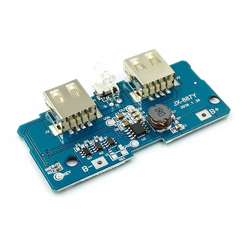 18650 Dual Micro USB 3.7V to 5V 2A Boost Mobile Power Bank DIY 18650 Lithium Battery Charger PCB Board Step Up Module With LED