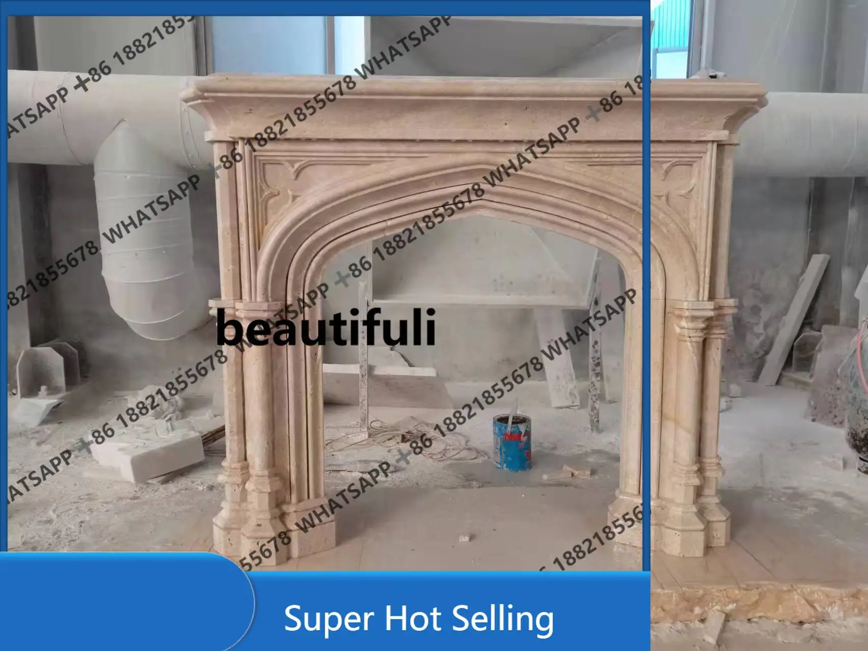 

D85 Quyang stone carving cave stone fireplace European retro fireplace cabinet living room stone carving fireplace
