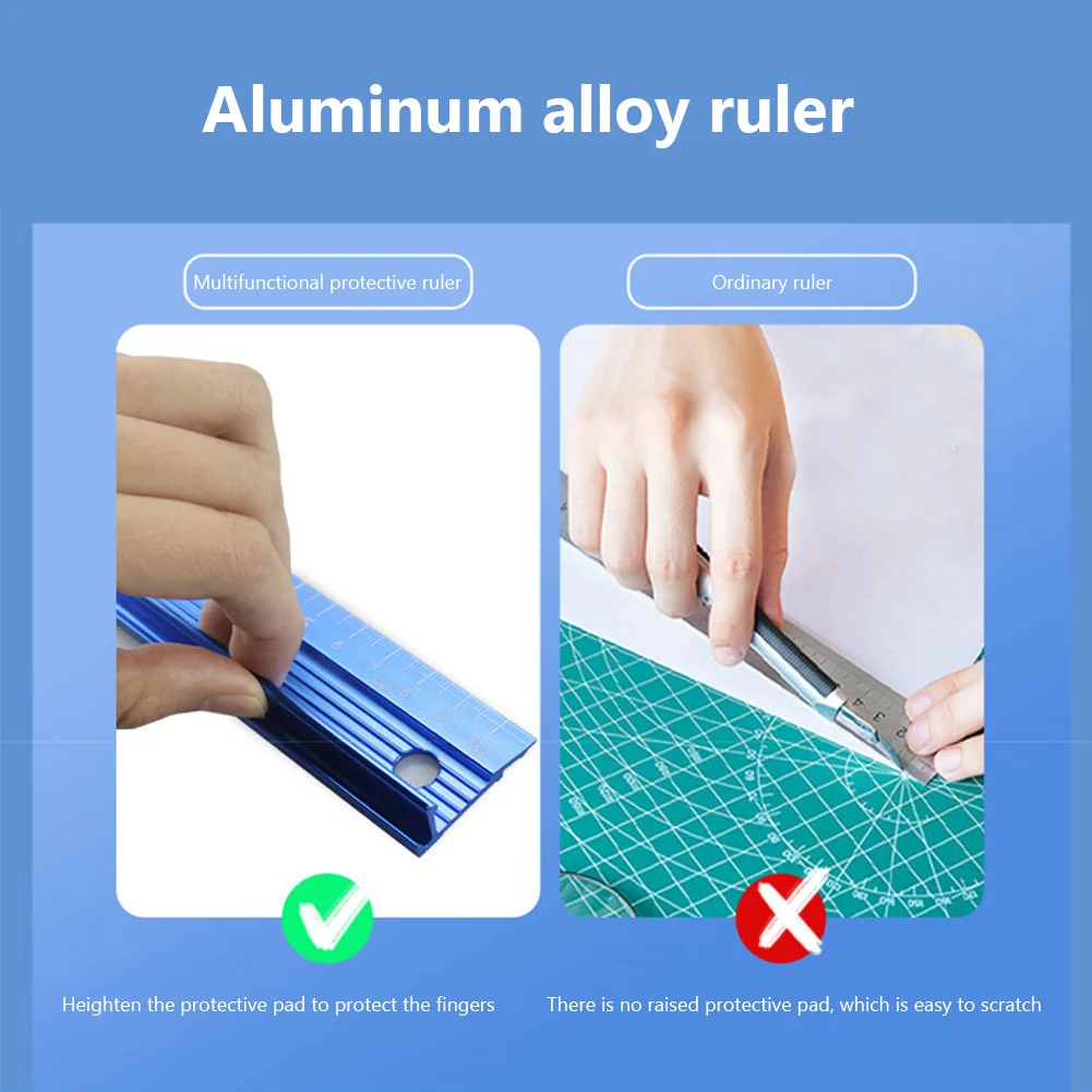 20/30 سنتيمتر مستقيم متعدد الوظائف حاكم واقية حاكم المعادن حاكم سبائك الألومنيوم عدم الانزلاق قطع قاعدة قياس أدوات النجارة