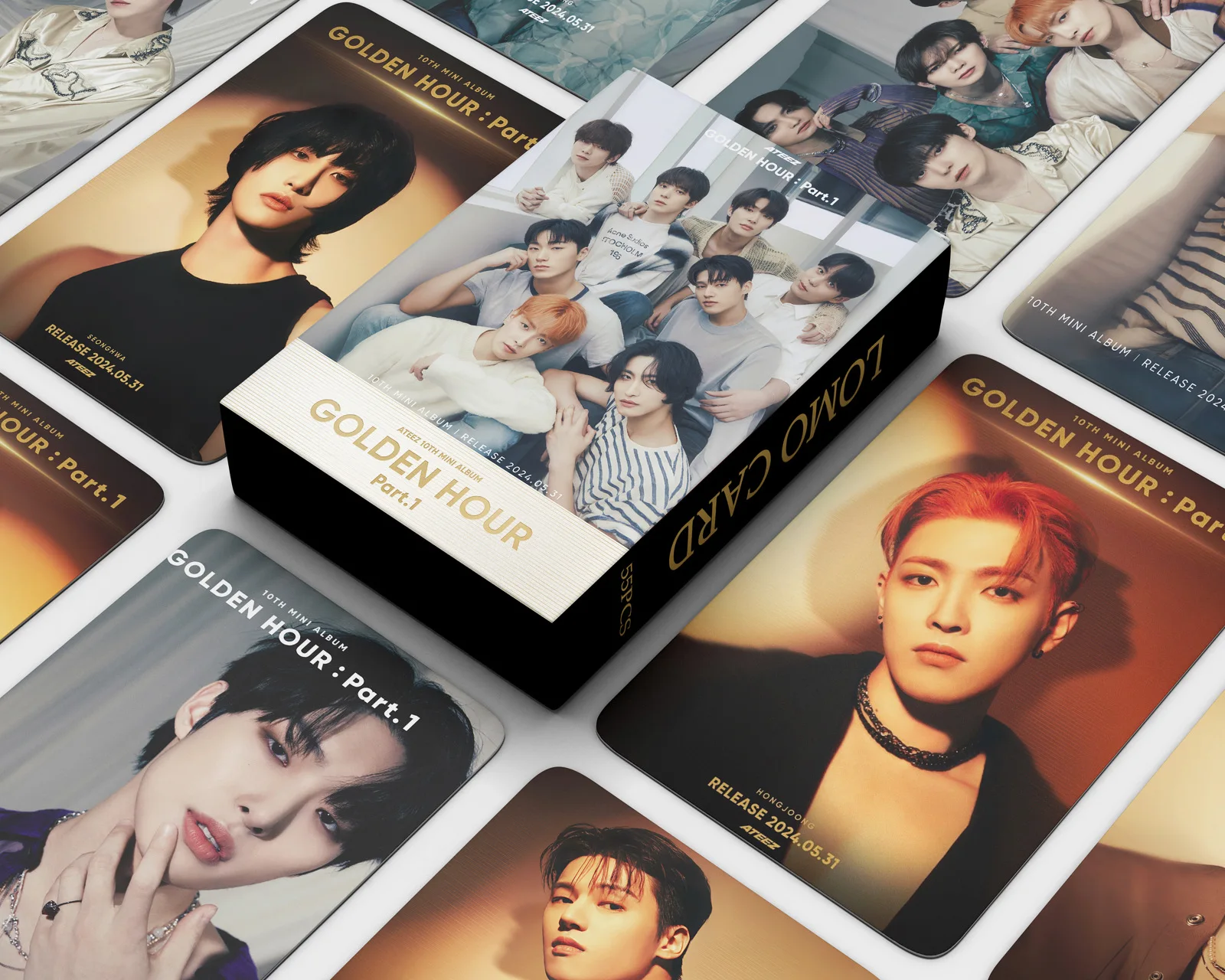 55Pcs/Set ATEEZ Lomo Cards New Album OLDEN HOUR : Part.1 Photocards HD Card EUNWOO JINJIN Boy Group Fans Gifts Collection