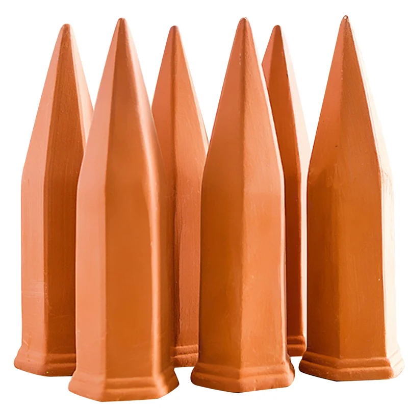 6Pcs Ceramic Plant Waterer of Terracotta Self Watering Spikes Plant Watering Devices for Vacation for Indoor&Outdoor