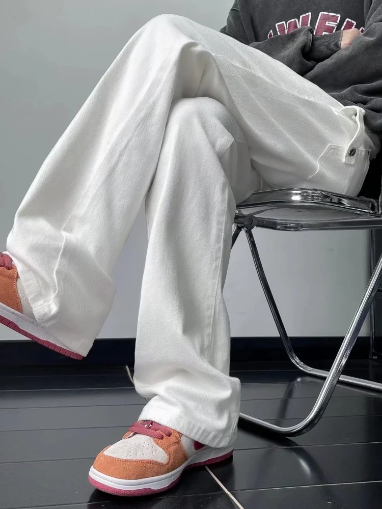 

Trendy American High Street Men's Jeans Fall Straight Leg Pants Micro Flared Durable Youthful Style mid Waist Long Trousers