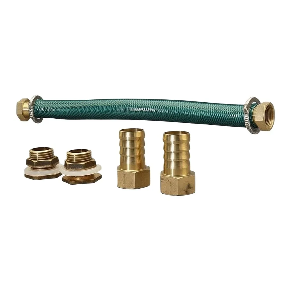Rain Overflow Connector Hose Kit for Connecting Two Rain Tanks with 19mm Hole Brass Fittings and Rubber Tubing