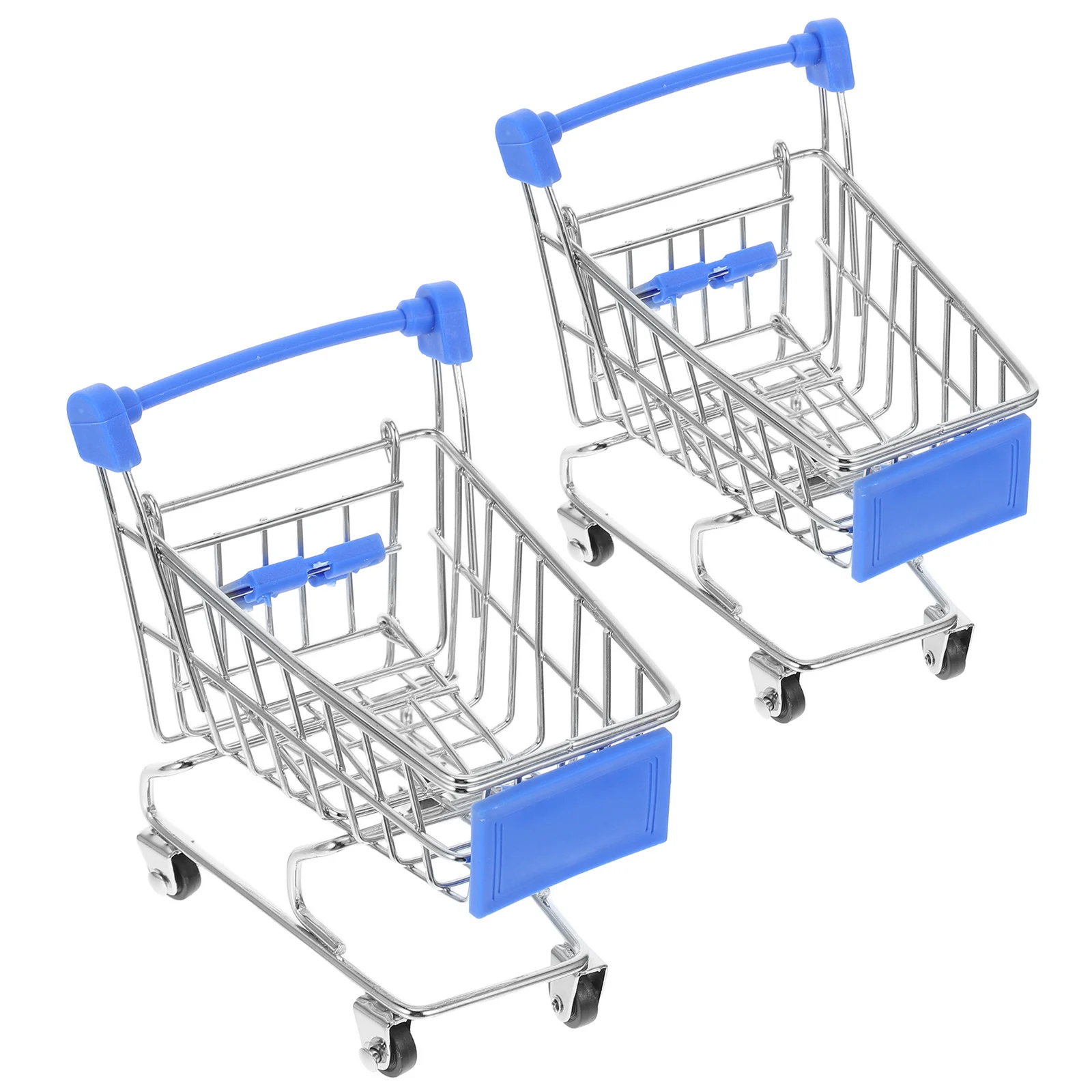Mini carrito de compras para supermercado, juguete para niños, cestas de Metal de plástico en miniatura realistas compactas, carrito de comestibles, 2 uds.