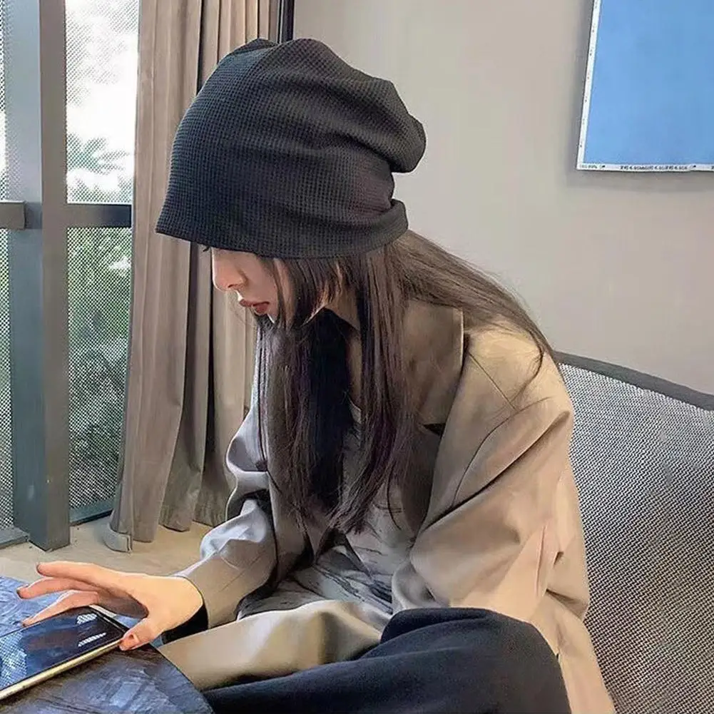 

Сплошная цветная мешковатая шапка для мужчин и женщин, осенне-зимняя теплая вязаная шапка унисекс в стиле хип-хоп, пуловер в стиле панк, кепка