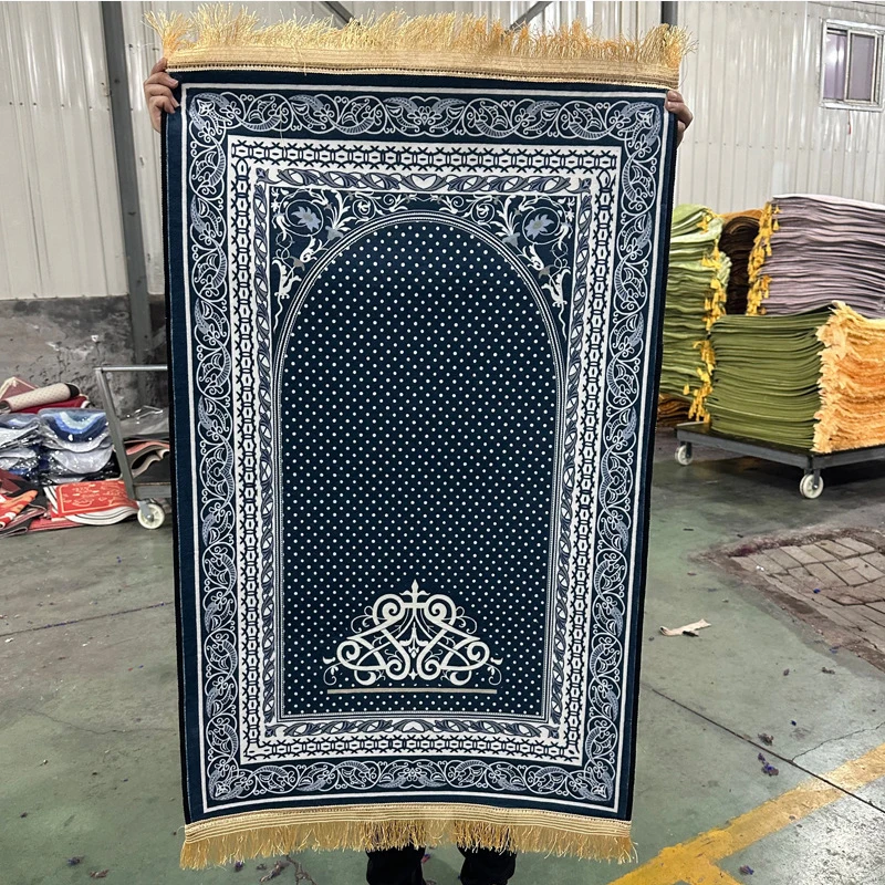 

Velvet Prayer Mat Worship Kneel Muslim Rug Big Size Islamic Prayer Mat Travel Foldable