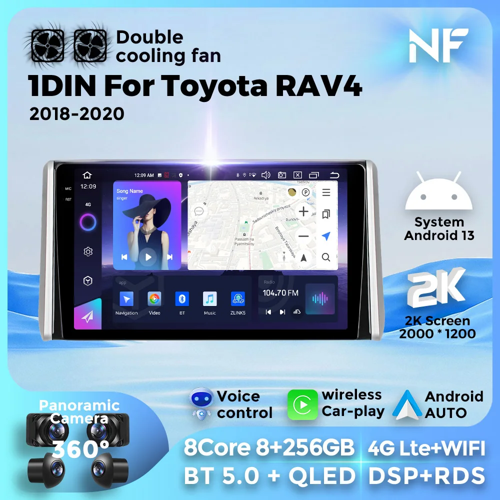 

For Toyota Rav4 2018-2020 Car Radio Stereo Multimedia Player GPS Navigation Carplay 2Din Head Unit DSP BT5.0 4G WIFI connection