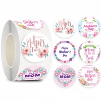 500 Mother's Day label stickers rolls,handmade packaging paper for circular labels, DIY card gifts,candy and cookie bag stickers