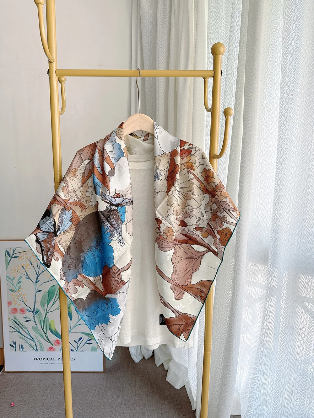 

Элегантная вечерняя шаль в китайском стиле с цветами, шелк, 100% натуральный роскошный квадратный шарф ручной работы, 110 см, жаккардовый шейный платок цвета b