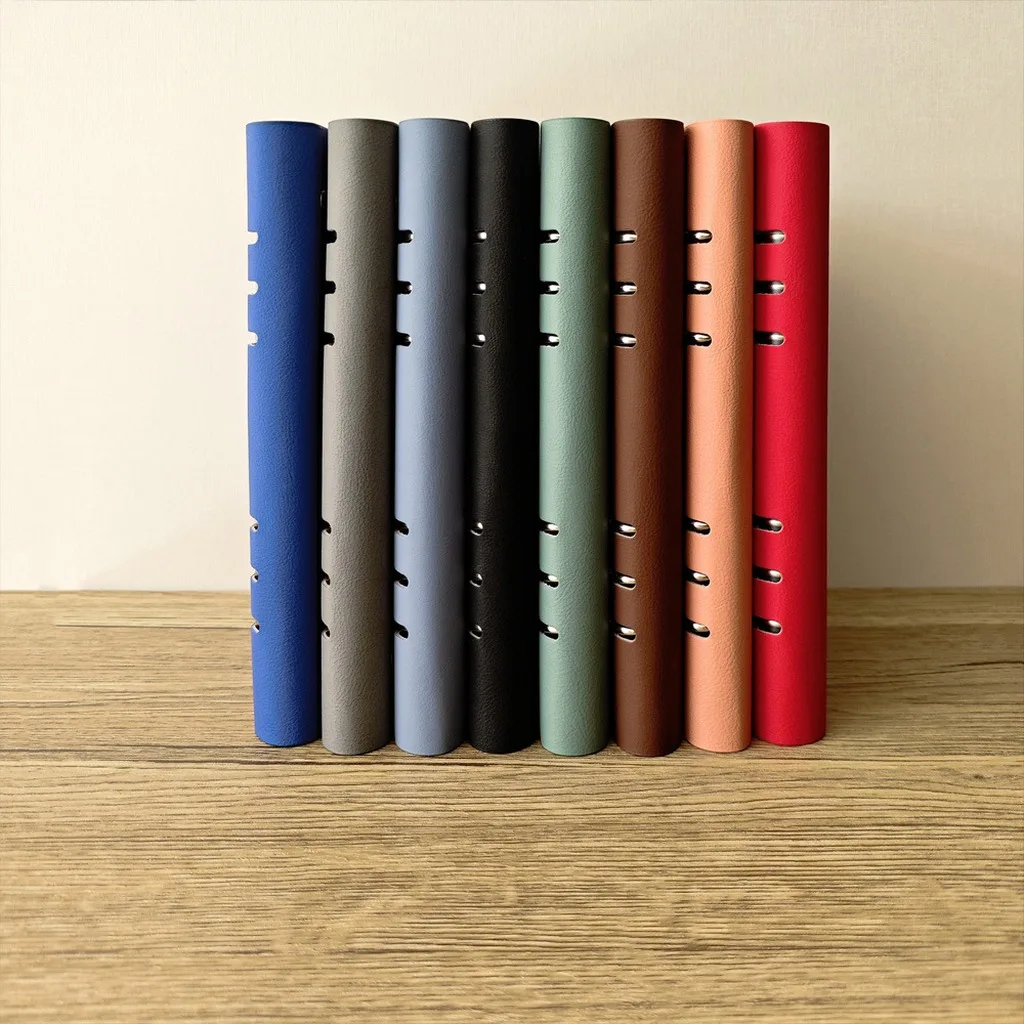 A5 6Hole Refillable Loose Leaf Notebook, Faux Leather Cover Lined Journal With Magnetic Closure For Business Office Notepad Gift