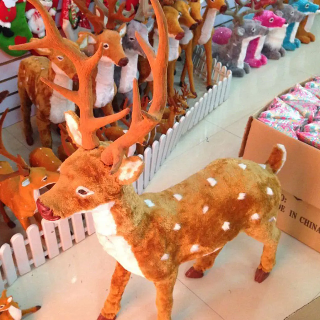 15/20/25/30cm Simulation Christmas Deer Christmas Elk Plush Reindeer Christmas Decoration Fairy Garden Miniatures Props