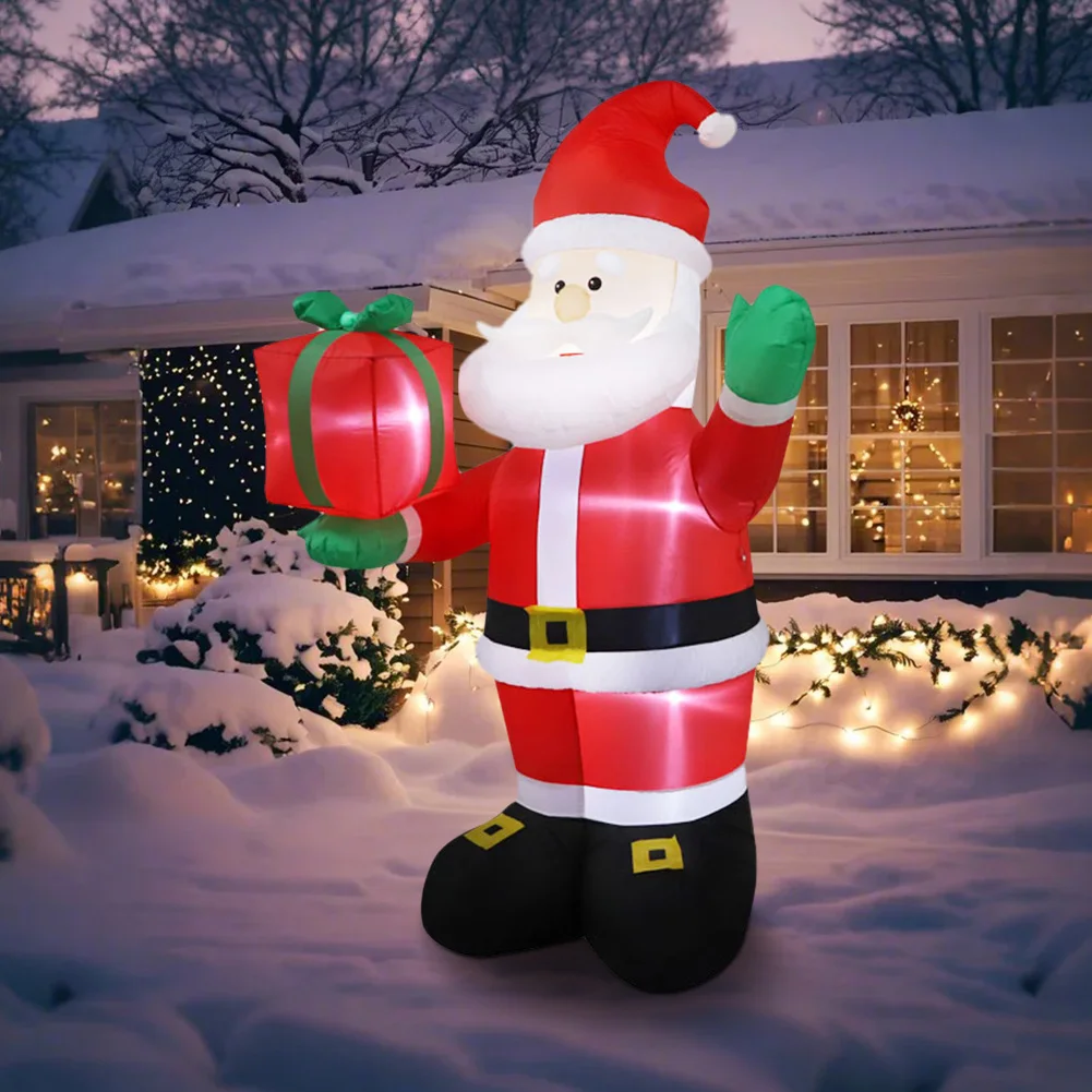 

2,4 м воздушный надувной Санта-Клаус, встроенный светодиодный светильник, надувной рождественский Санта-Клаус, устойчивый к атмосферным воздействиям для садового газона, зимнего праздника