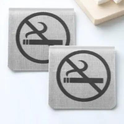 

2pcs No-Smoking Signboards Stainless Steel Clear Printing Public Sign Tabletop Sign Indoor Outdoor Use Home Office