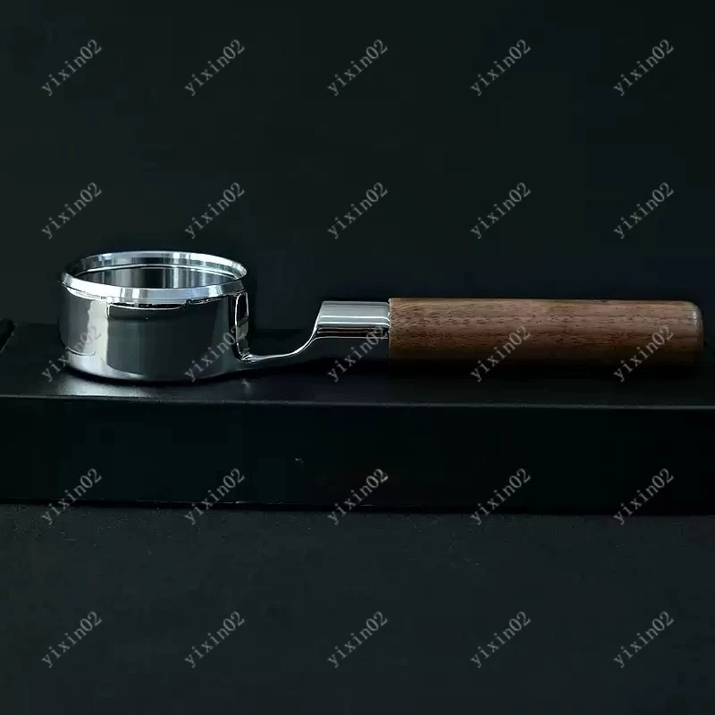 Heavy Duty 400g Bottomless Portafilter Flat Design for E61 Espresso Machine with Black Walnut Wood Handle
