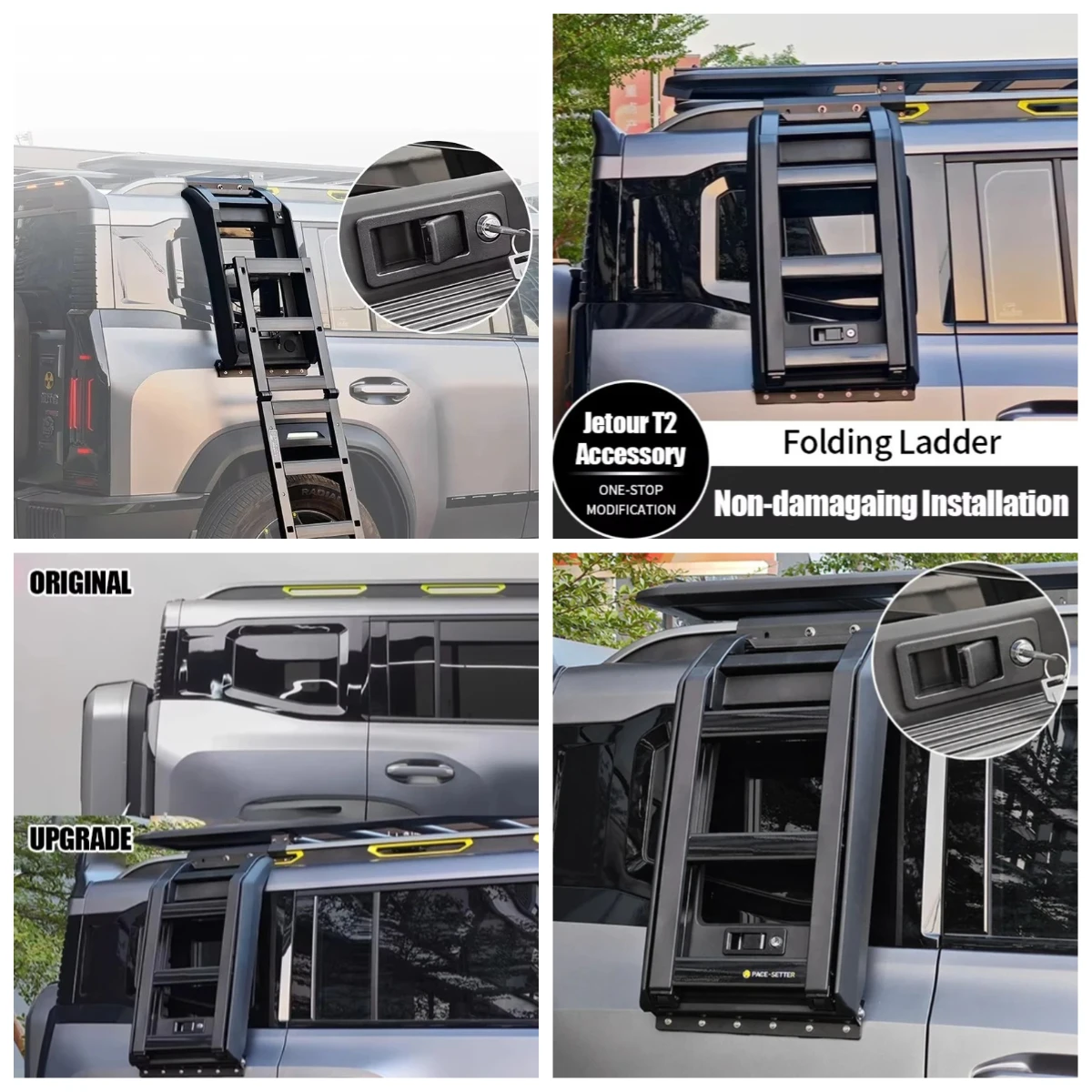STLF Best-selling 2025 New Arrival Upgrade Accessories Aluminum Foldable Side Ladder For Jetour T2 Traveller Accessories