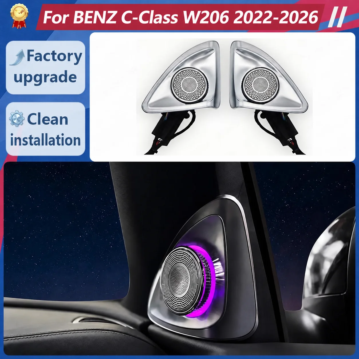4d-rotating-tweeter-speakers-with-ambient-lights-for-mercedes-benz-c-class-w206-2022-2025-small-motor-version-car-audio-retrofit