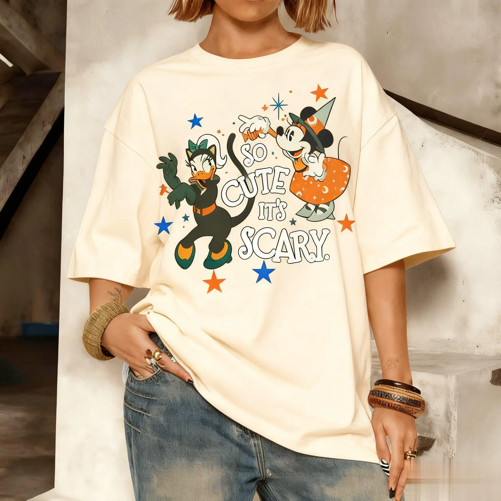 

Хлопковая футболка с принтом Дейзи Диснея для мужчин и женщин, летняя повседневная футболка с рисунком, футболка с рисунком Хэллоуина, с короткими рукавами, большие повседневные топы Y2k