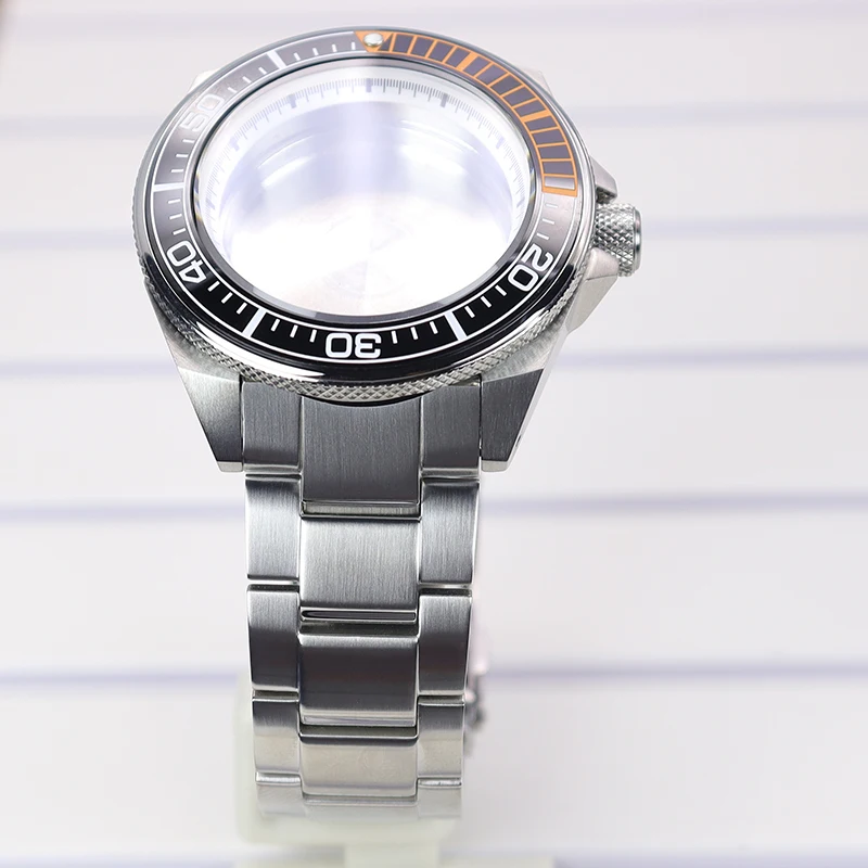 43.8mm Watch Case Stainless Steel Strap Sapphire Glass For Seiko NH35 nh36 nh38 nh34 nh70 Movement Modified Samurai Diving Parts