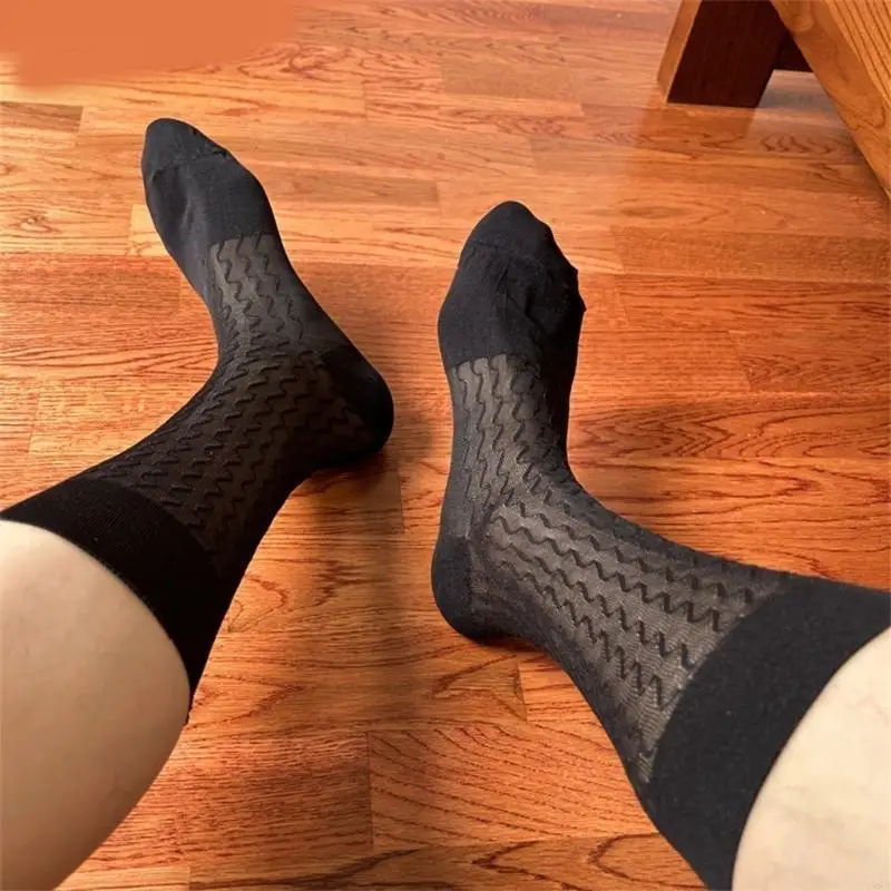 Y88A calcetines negocios Nylon Nylon para hombres con patrón a rayas para ocasiones formales