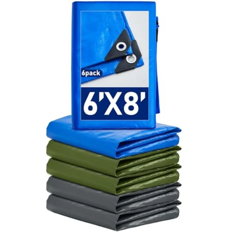 

Pcs Large Waterproof Tarp Heavy Duty 5.5 Mil Thick Poly Tarpaulin with Grommets Multipurpose Protective Cover for Summer Home B