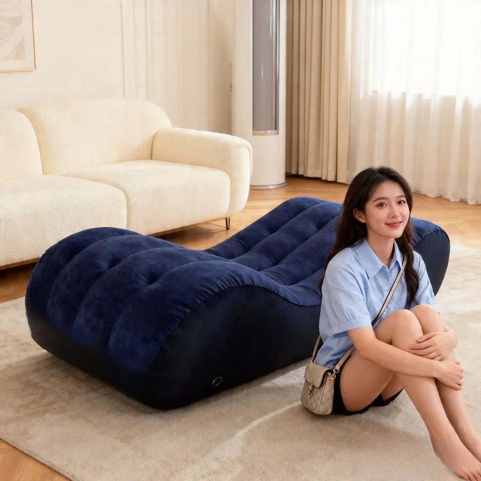 Inflatable Sofa Chair Soft Cushion For Living Room Room Creative Chaise Lounge  Thickened Plush Lazy S-shaped Portable