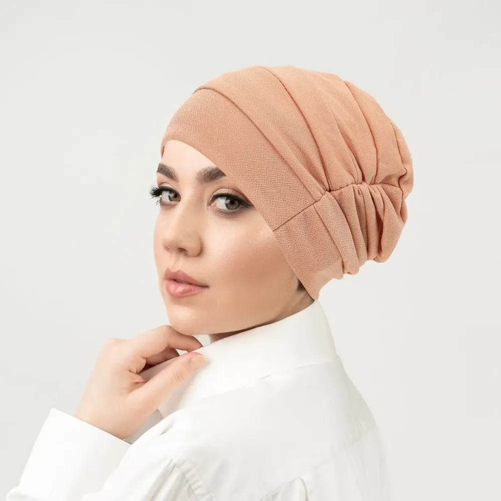 New Vintage Hijab Caps Wrap Style Soft Polyester Twist Knot Turban Hat Elastic Breathable Cancer Chemo Hat Hair Loss