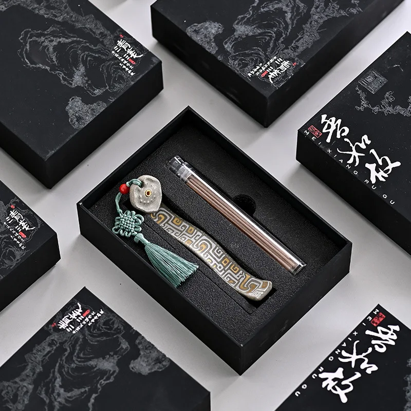 Neuer Keramik-Ruyi-Räucherstäbchenhalter im chinesischen Stil mit Geschenkbox – Klassische Dekoration für Teezeremonien, Innenräume und Geschäftsgeschenke