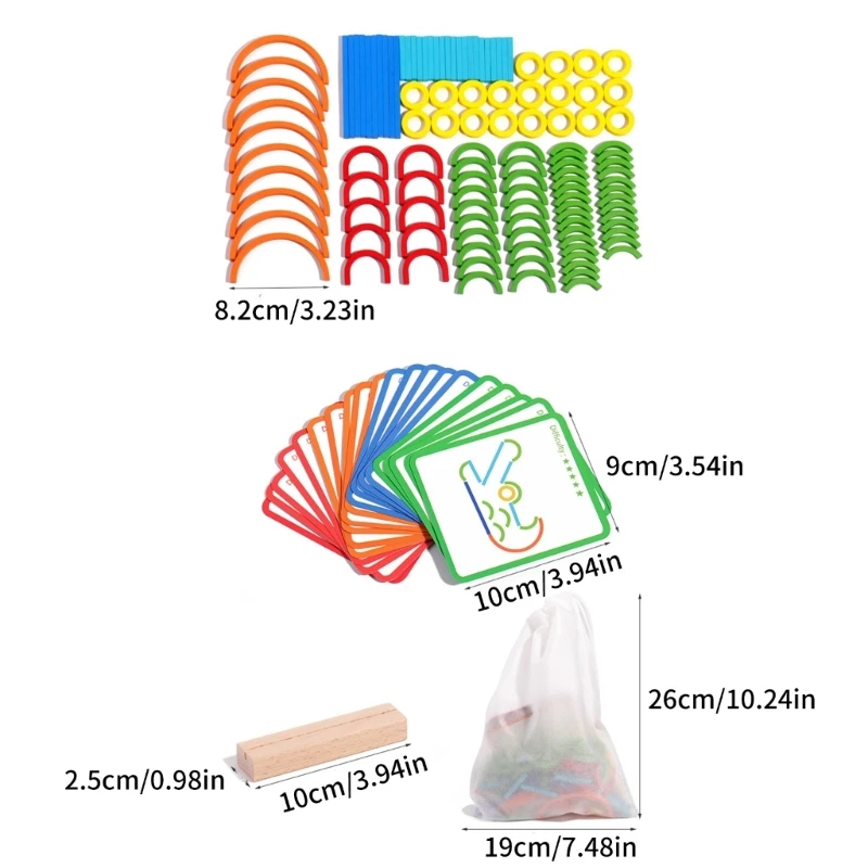 ไม้ Y4QA ไม้และของเล่นปริศนาโค้งสำหรับรูปทรงสีก่อนวัยเรียนการจับคู่การฝึกอบรมความรู้ความเข้าใจการศึกษาอาคารการศึกษาชุดของเล่น