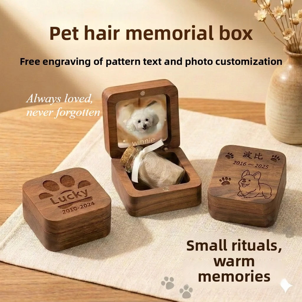 Pet Hair Commemorative Box Dog Cat Death Remembrance of Death Tooth Preservation Collection Bottle Photo Customized Engraving