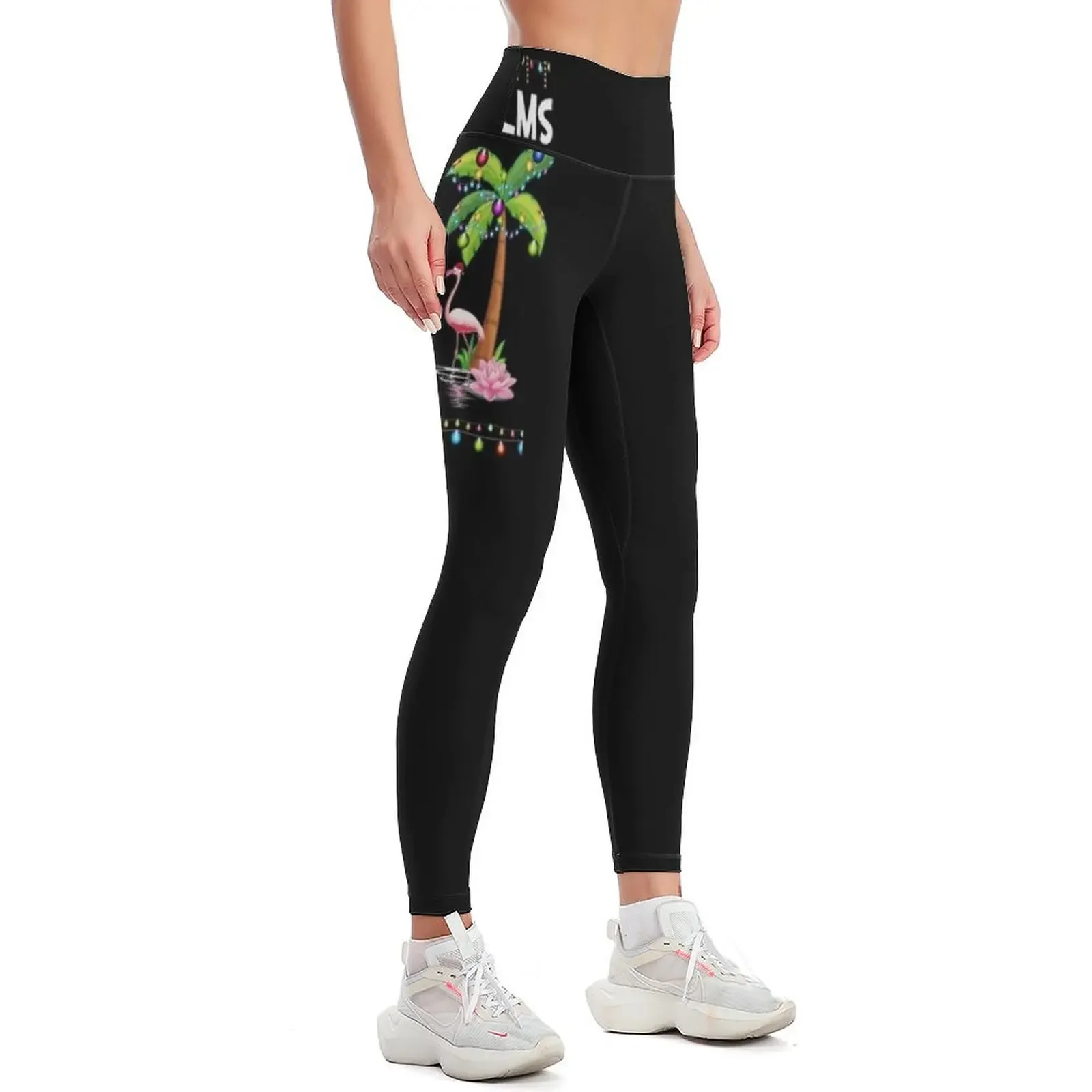 Deck the Palms Merry Flamingo Navidad Vacaciones familiares Leggings Pantalones de entrenamiento deportivos para mujer Pantalones Leggings para mujer