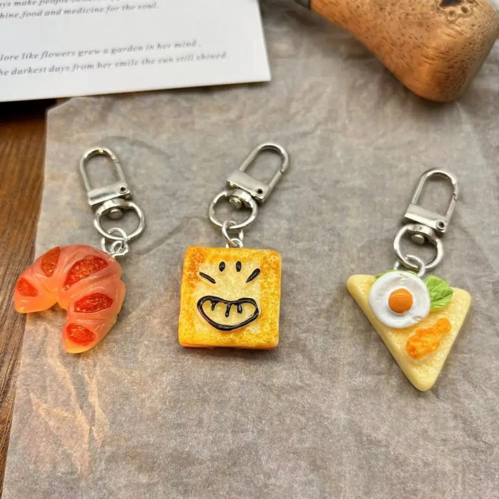 Creative Bag Pendant Simulation Food Keychain Toast Car Keychains Food Series Pendant Bread Cute Burger Keychain Women