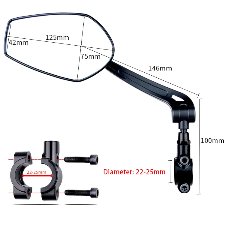 360 Degrees Adjustable Glass Bicycle Rearview Mirrors Electric Bike Handlebar Rotatable Rear View Mirror