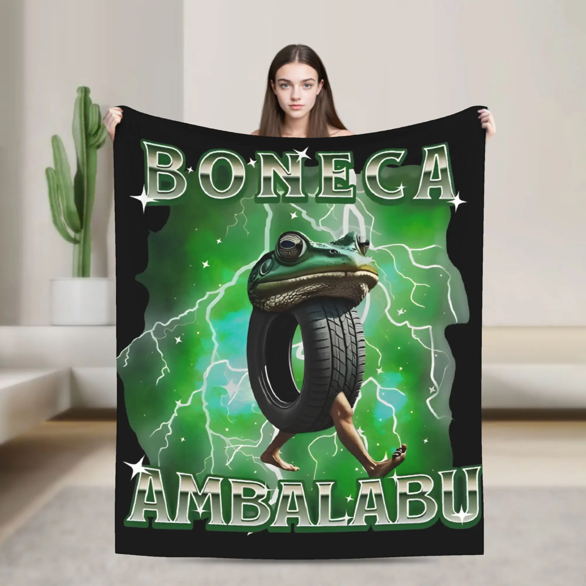 Boneca Ambalabu Italian Brainrot Meme Frog With Feet Flannel Blanket Throw Blanket for Home Hotel Sofa  200x150cm Bedspreads