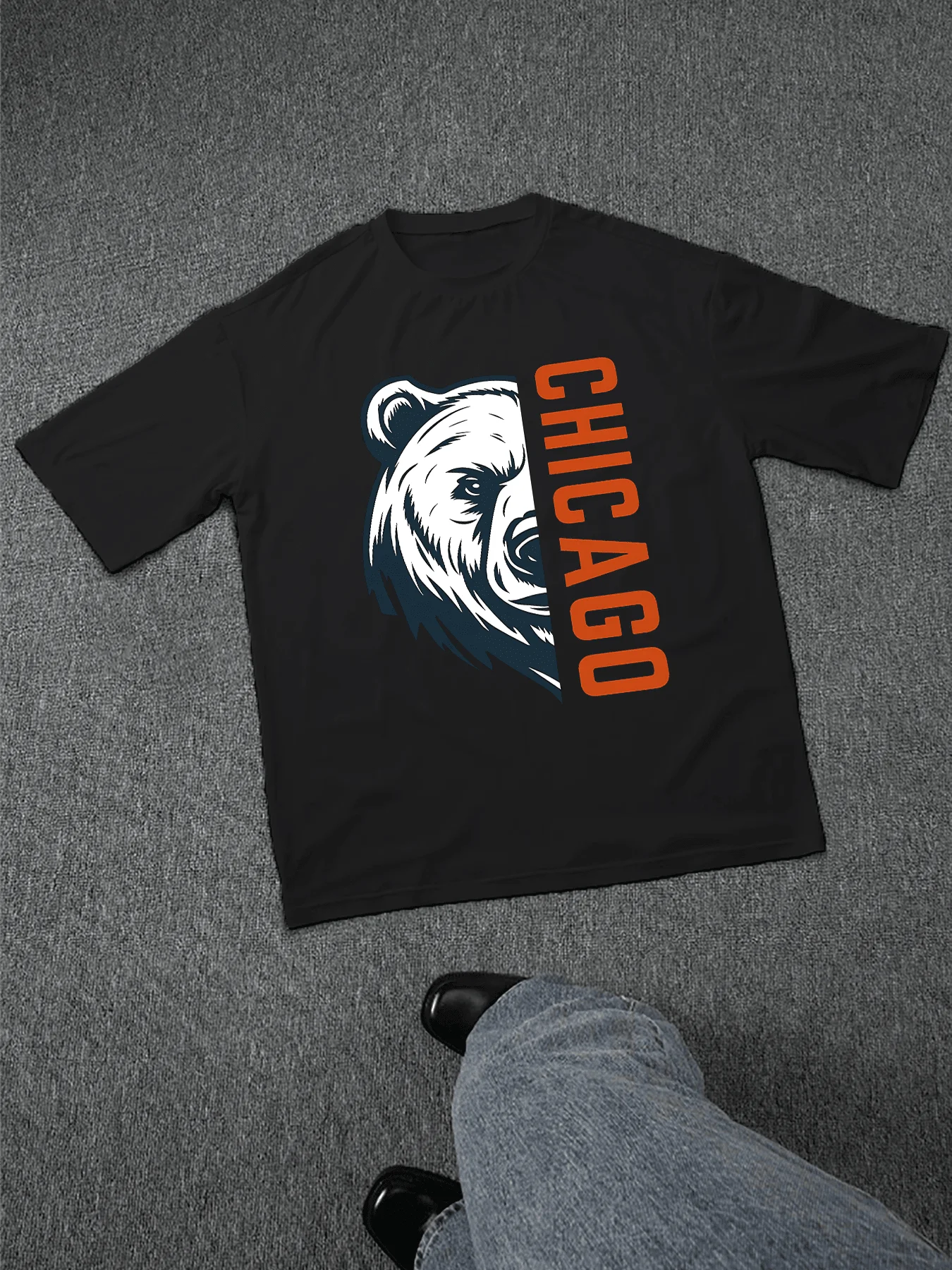 Chicago Bear Graphic Men's Pattern Printed Pure Cotton TShirt Urban Style TeeBreathable & Comfortable,Casual Daily Wear & Sports,Perfect Gift For Him