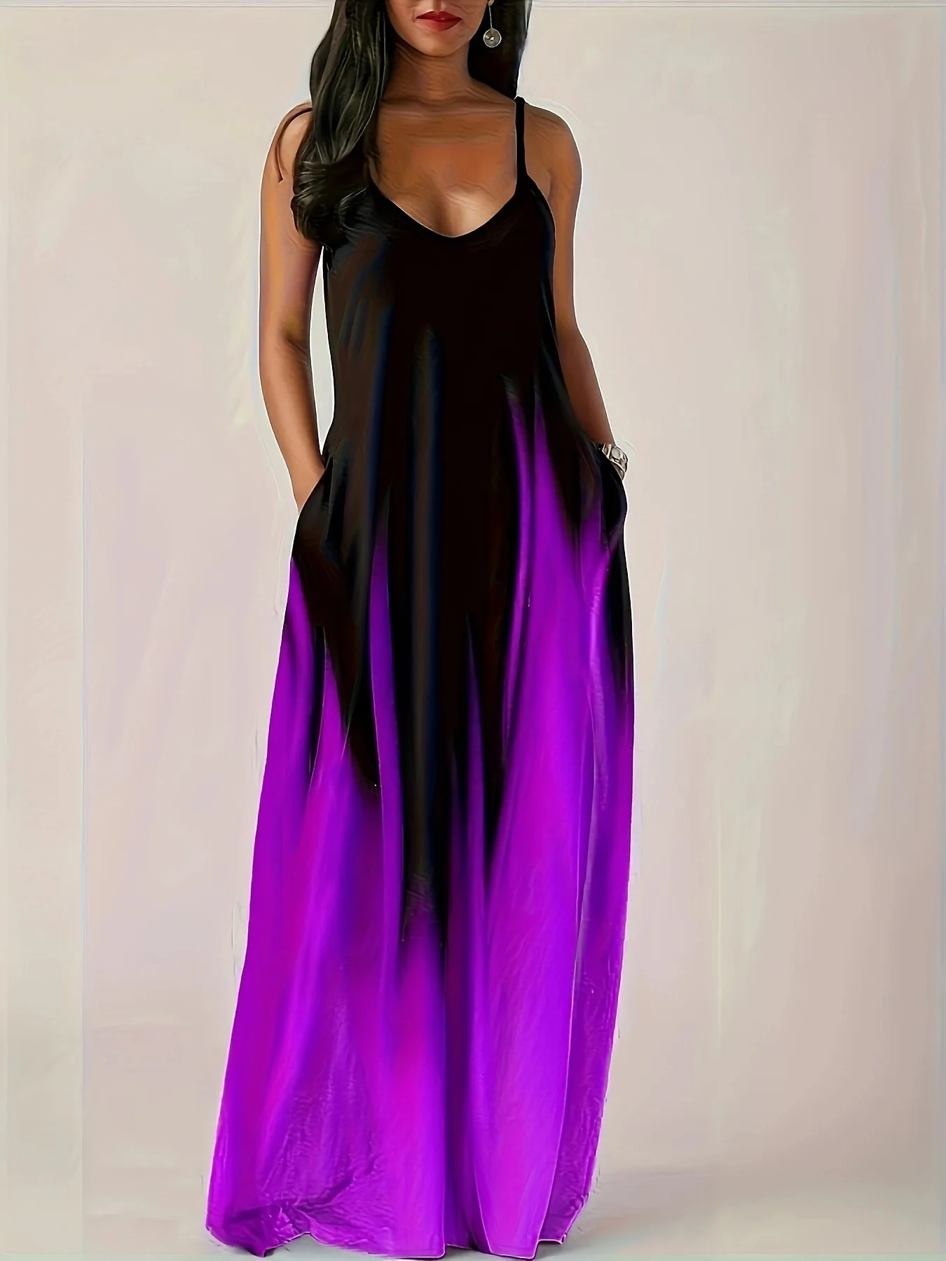 

Новая осенне-зимняя длинная юбка-бретелька больших размеров с градиентом и темпераментным платьем с принтом для поездок на работу