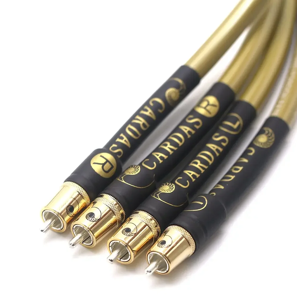 Pair Cardas  HiFi audio cable Double Lotus RCA audio amplifier With Gold/Silver Plated Plug 2RCA to2RCA Audio Interconnect Cable