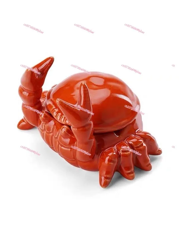 

Crab Ceramic Ashtray Small Tea Pet Office Home Living Room with Cover Anti-fly Ash Chinese Cute Ornament Decoration