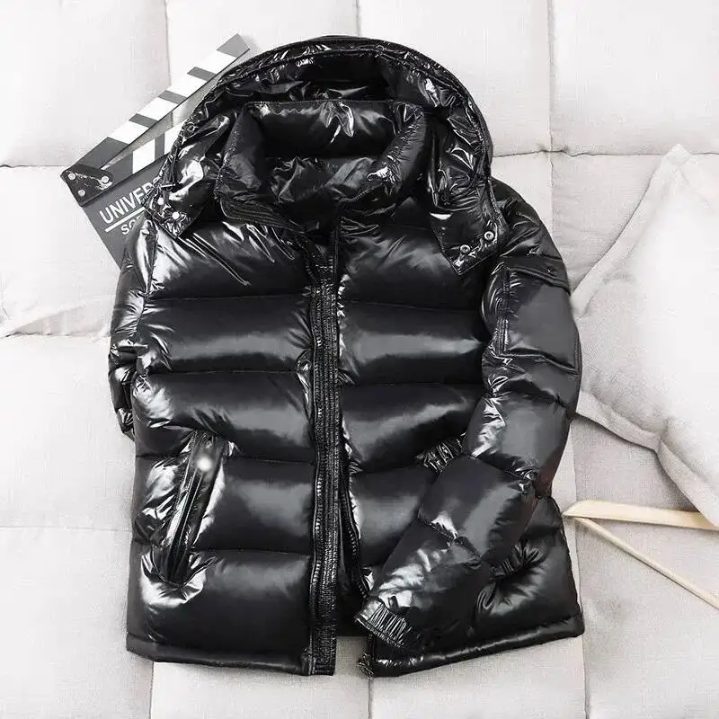 New Winter Men Shiny White Duck Down Coats Hooded Casual Puffer Jackets Quality Male Outdoor Windproof Parkas Warm Jackets 3XL view 5