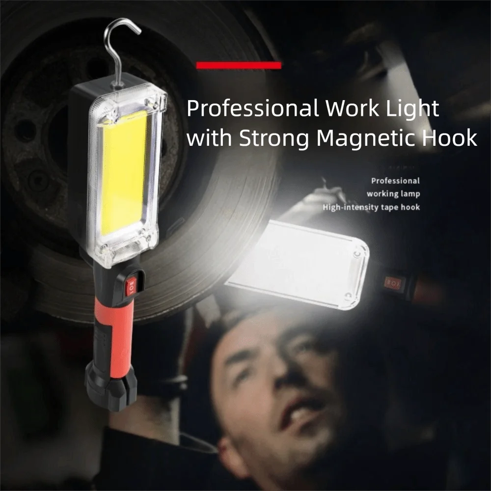 Portable Waterproof LED Work Light High Power USB Rechargeable Rechargeable Lamp With Hook COB Floodlight Working Lamp