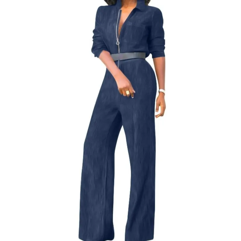 

2026 New Summer Jumpsuit Casual Loose Daily Versatile Simple Commuting Fashionable And Comfortable Slim Fit Denim Jumpsuit Pants