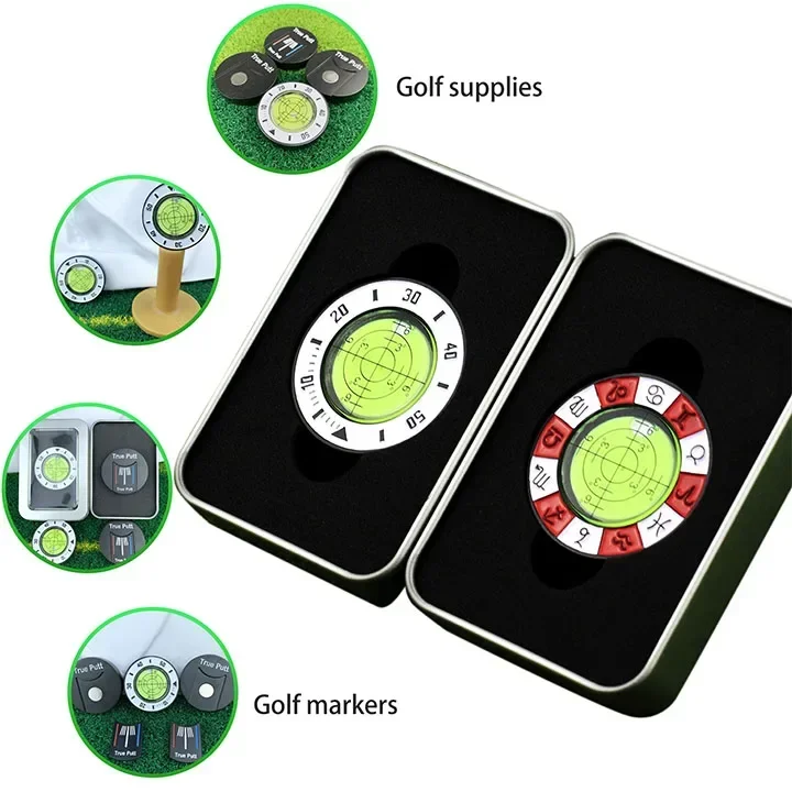 High Precision Golf Green Reader with Magnetic Ball Marker and Box Golf Putting Aid Golf Slope Putting Level Reading Ball Marker