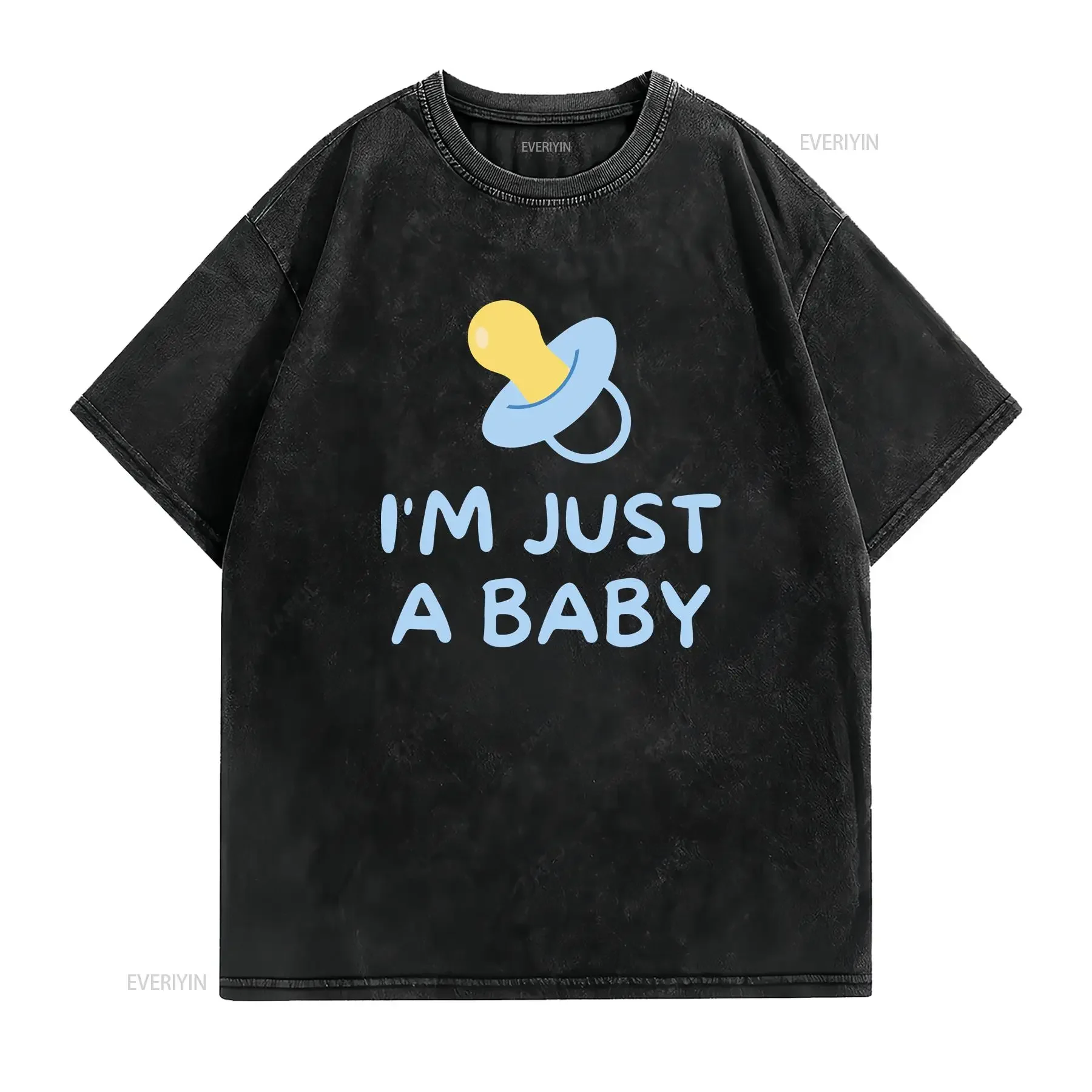 I'm Just A Baby T Shirt Blue Version Babycore Kidcore Adult Funny Meme Trend Clothes ABDL Introvert  vintage Washed Stylish