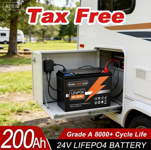 DHL🔋 24V 200Ah LiFePO4 Battery, Built-in 200A BMS, 8000+ Cycles, Perfect for RV/Camper, Solar, Marine, Overland/Van, Off-Grid